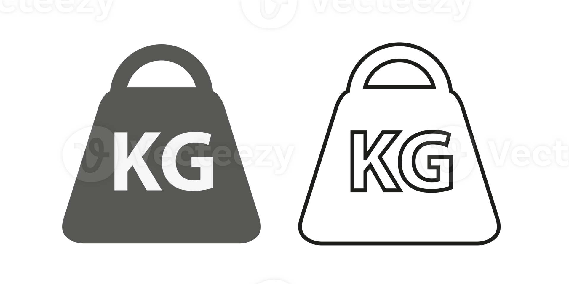 vikt ikon uppsättning. kg. hantlar isolerat png