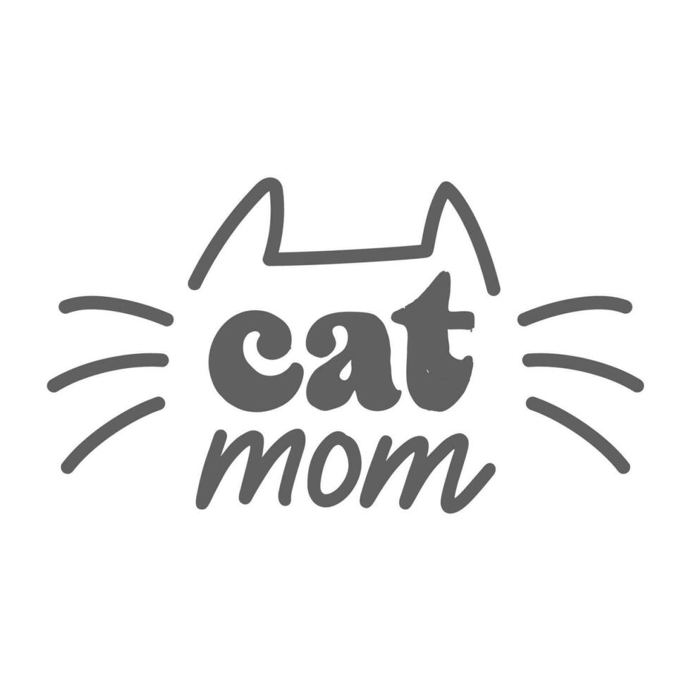 gato mamá. letras texto diseño para gato amantes con gato orejas y bigotes. vector