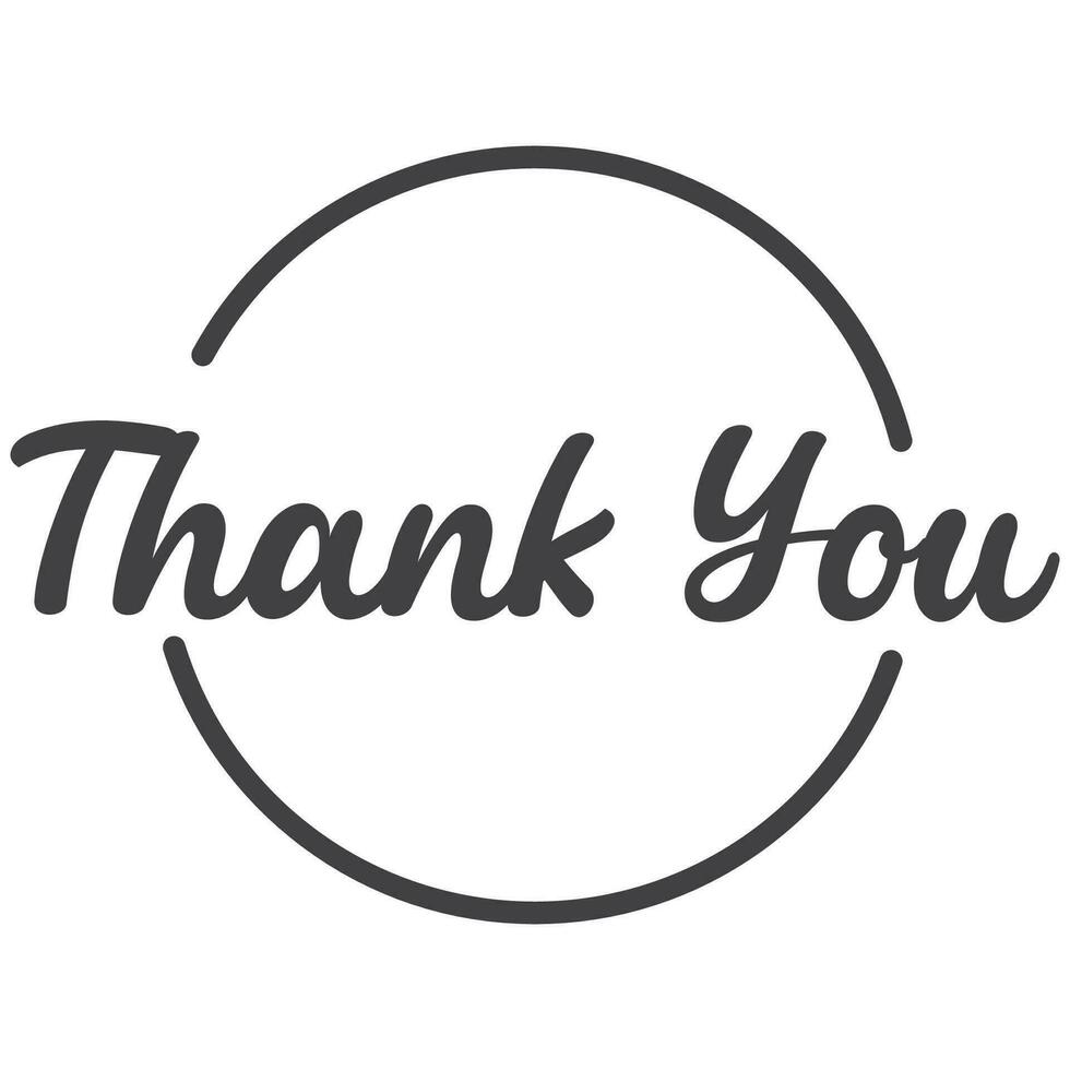 Thank you calligraphic message, hand drawn lettering text inside a circle. vector