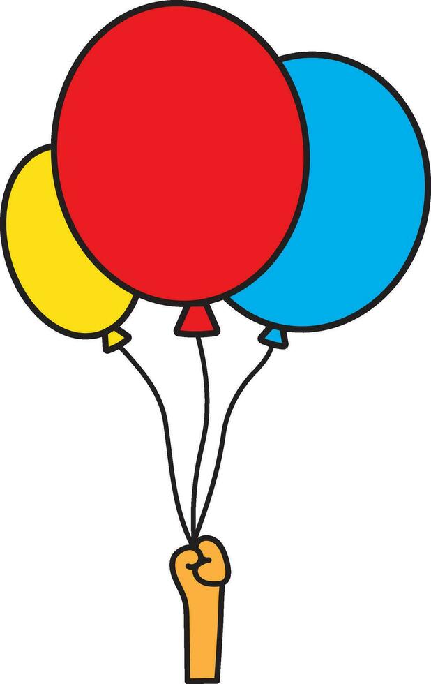 Hand Holding Ballons Vector Cartoon