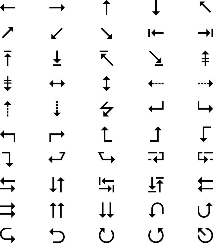 Set of Black Arrows Icons Vector