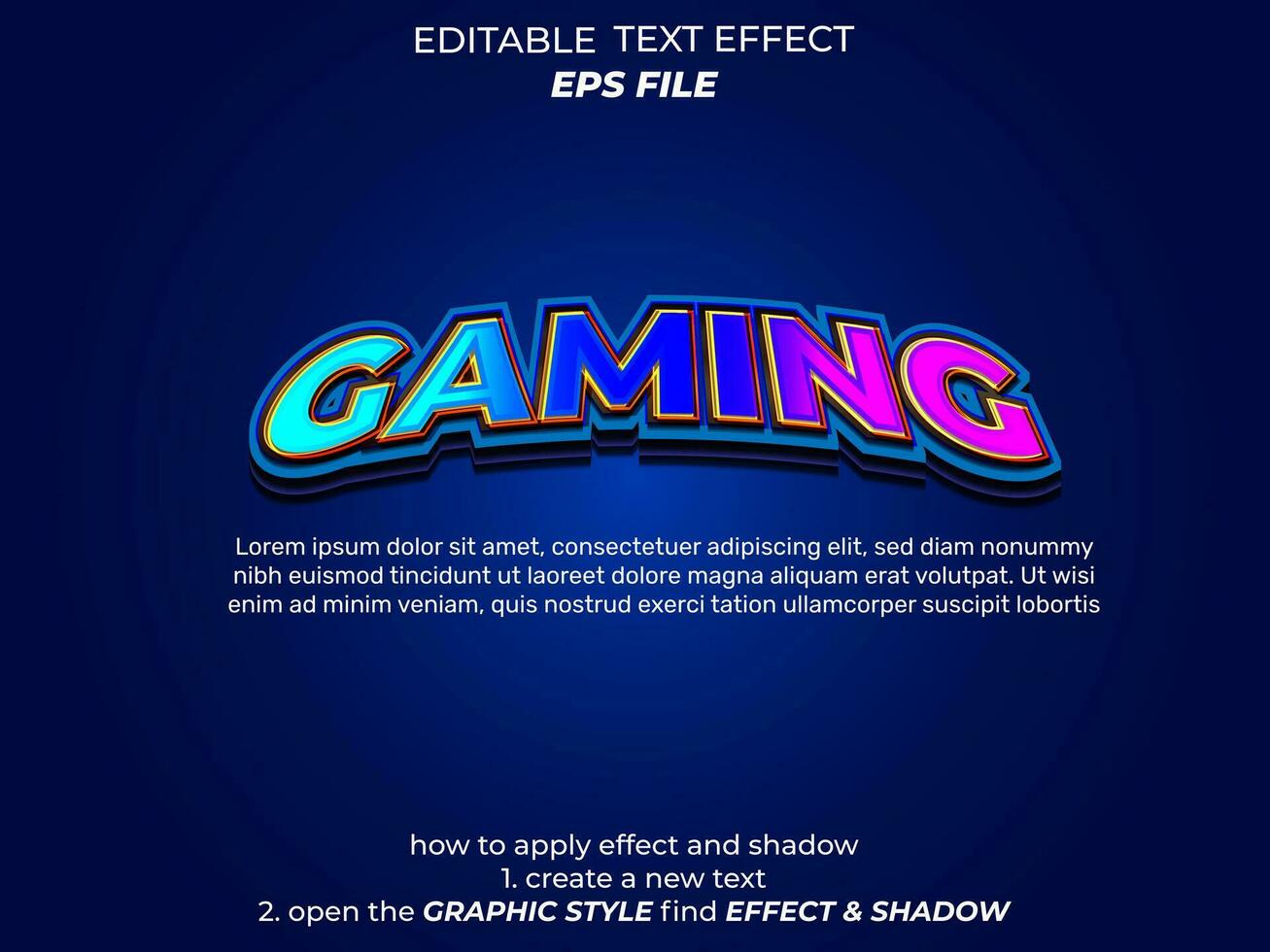 gaming text effect, font editable, typography, 3d text. vector template