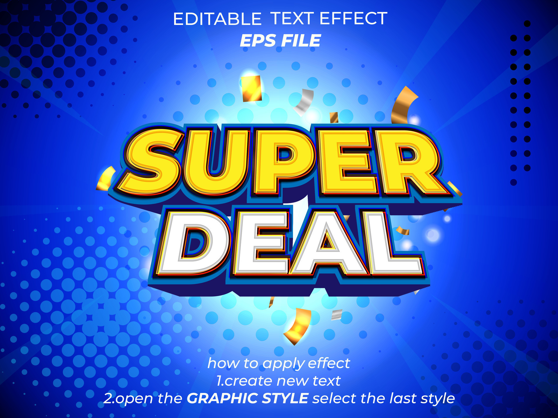 super deal text effect, font editable, typography, 3d text. vector