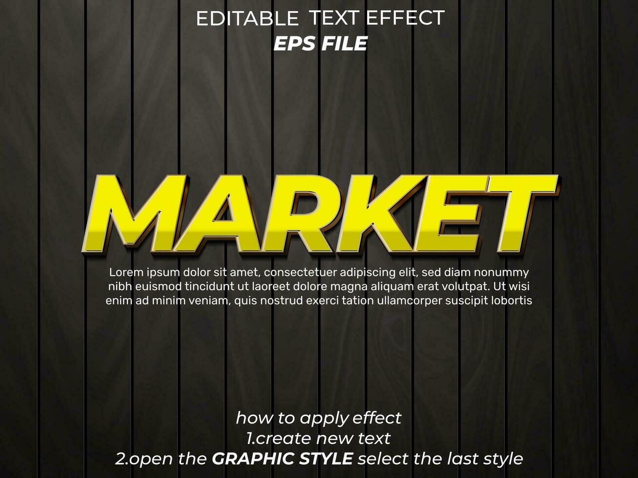 market text effect, font editable, typography, 3d text. vector template