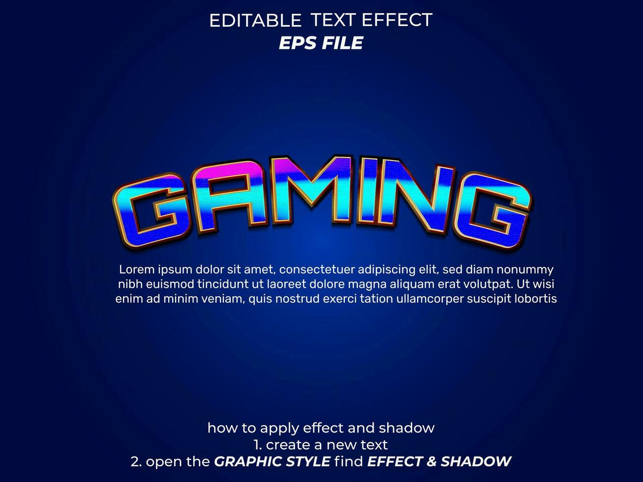 gaming text effect, font editable, typography, 3d text. vector template