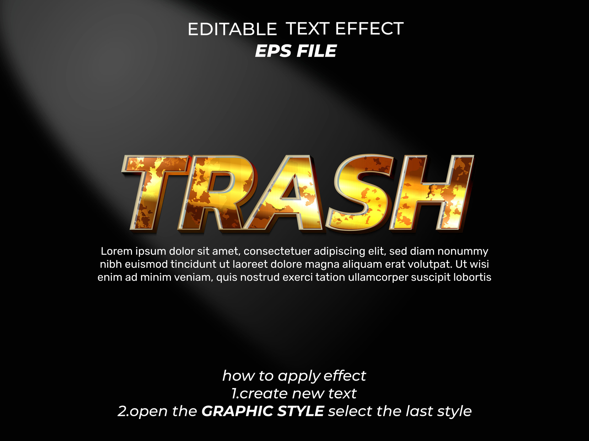 trash text effect, font editable, typography, 3d text. vector template