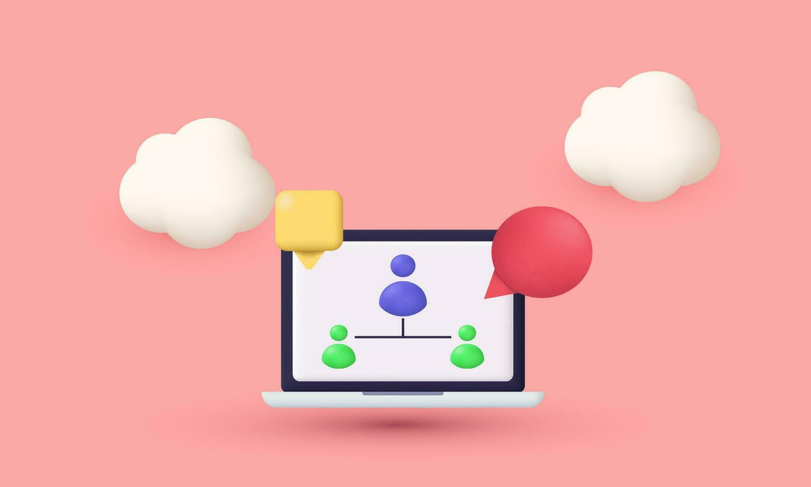 3d video conference symbols isolated on background vector