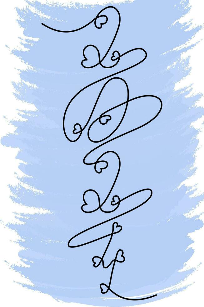 Lettering 2024 in one continuous line the backdrop of abstract brush stroke in a trendy winter shade vector