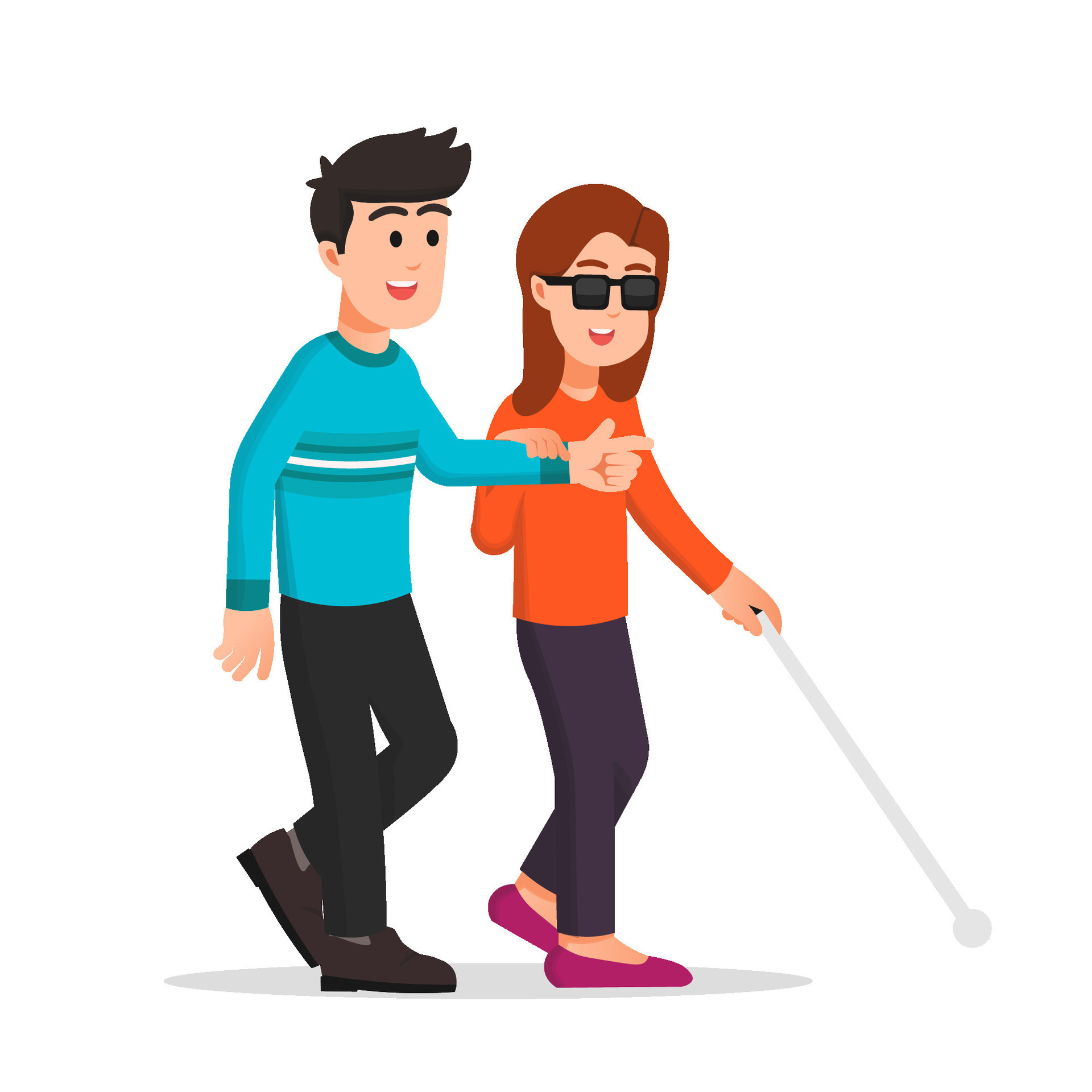 a good man is leading a blind woman 26136775 Vector Art at Vecteezy