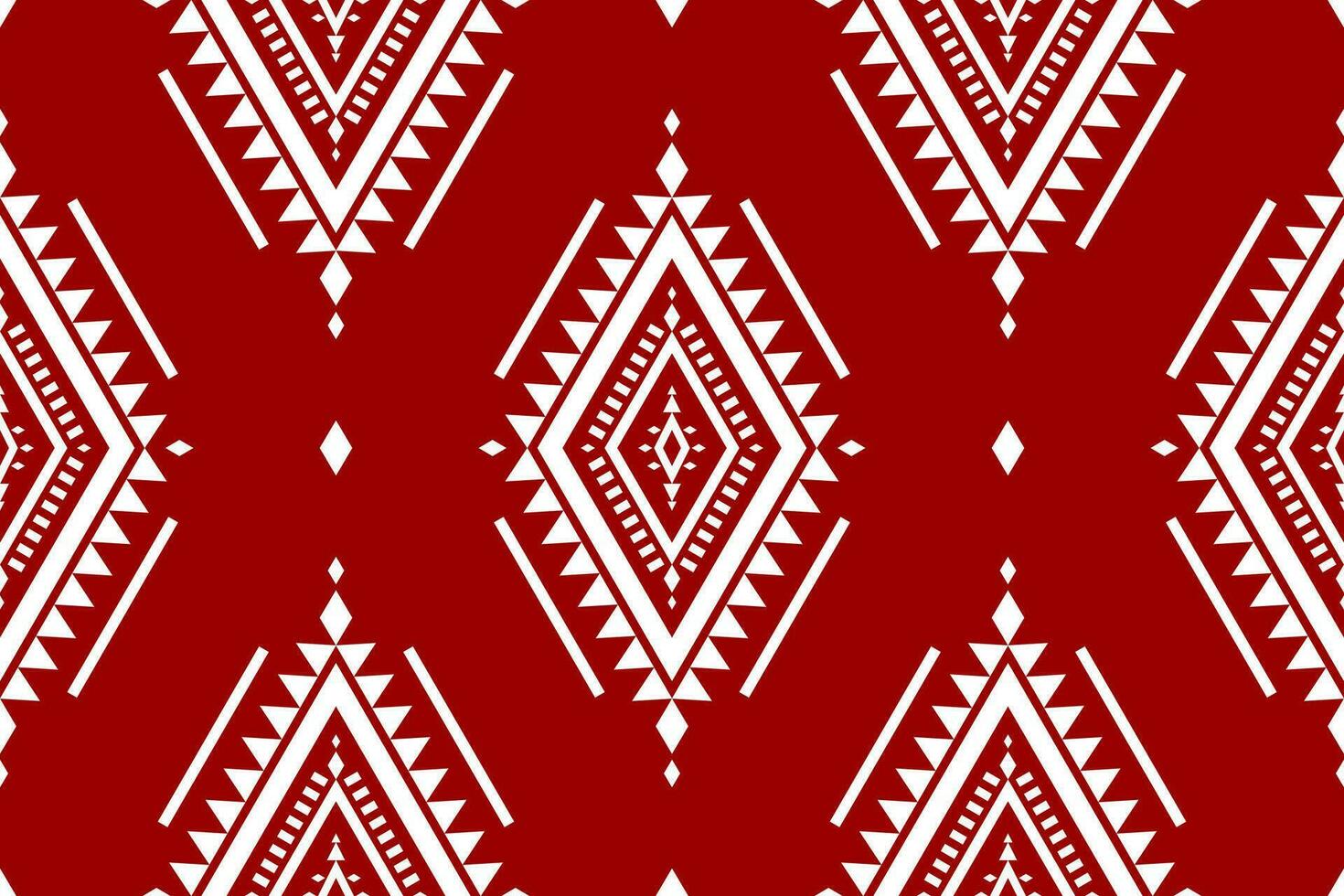 Fabric ethnic red pattern art. Geometric seamless pattern in tribal. American and Mexican style. vector