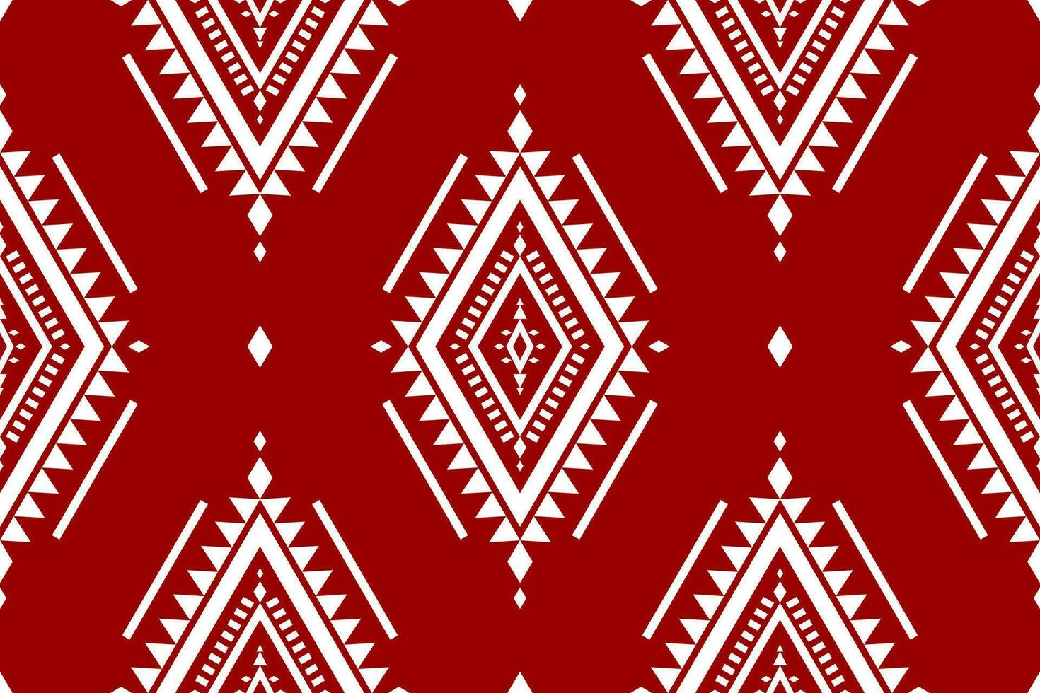 Fabric ethnic red pattern art. Geometric seamless pattern in tribal. American and Mexican style. vector