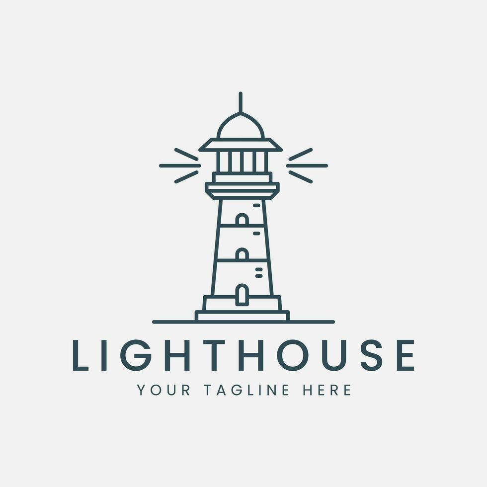 lighthouse logo line art vector illustration template design