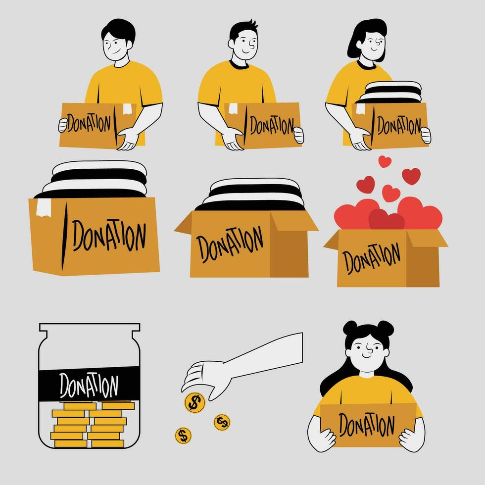 Illustration of Volunteer Donation Vector Pro