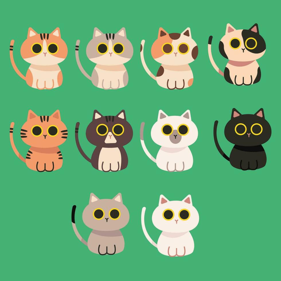 Vector Illustration Cute Cats and Cat Days Premium