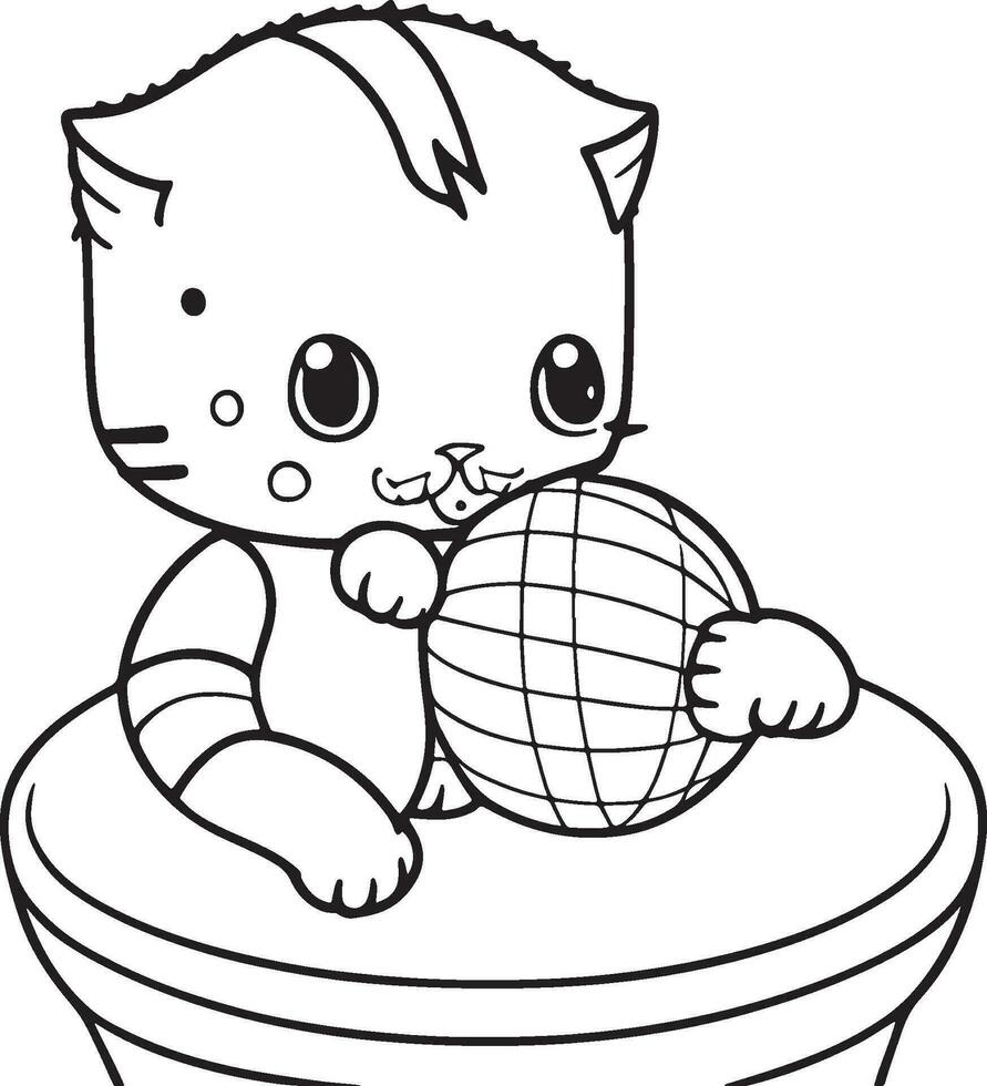 A Cute Kitten Coloring Page Adventure vector