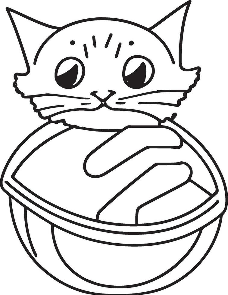 un linda gatito colorante página aventuras vector