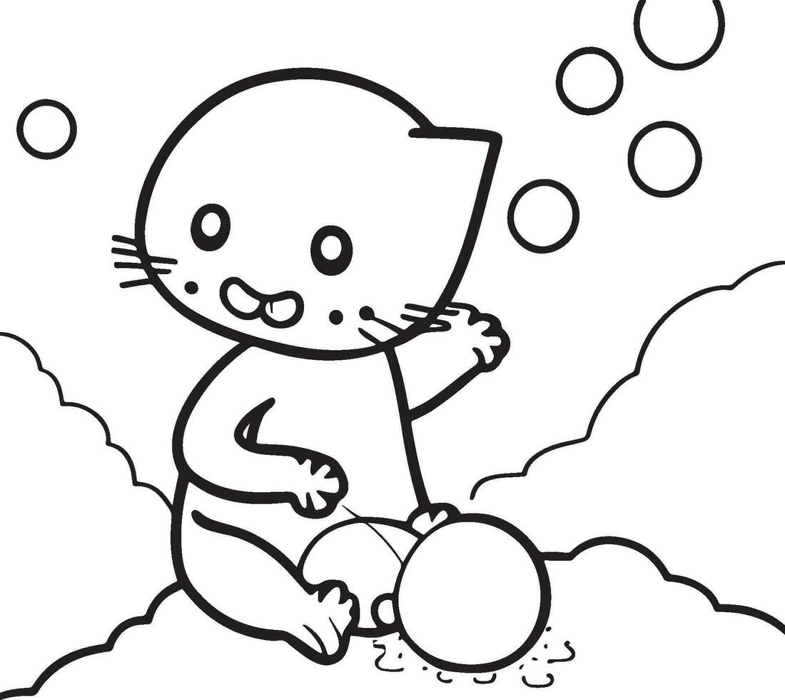 A Cute Kitten Coloring Page Adventure vector