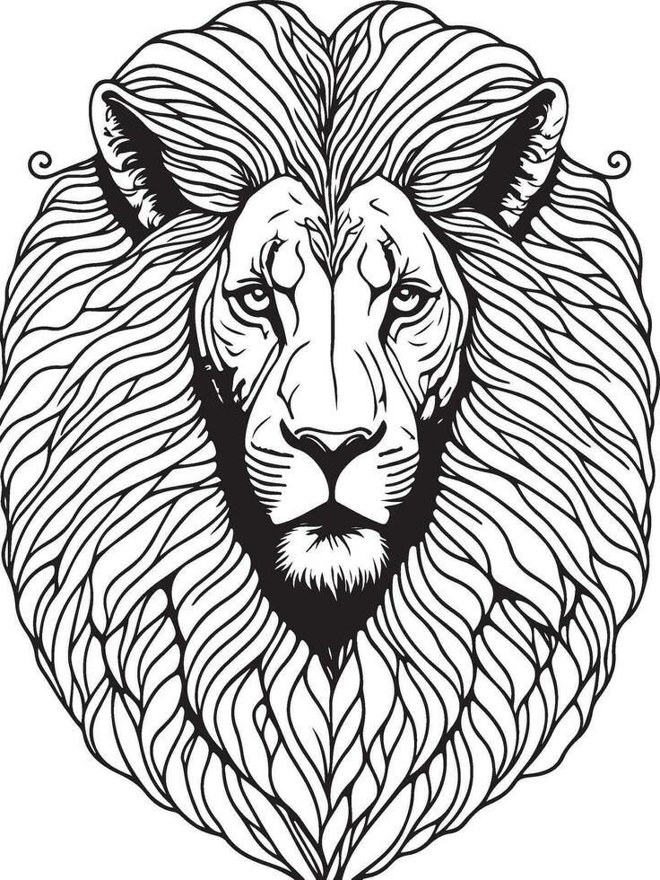 Lion Mandala Coloring Page for Adults vector