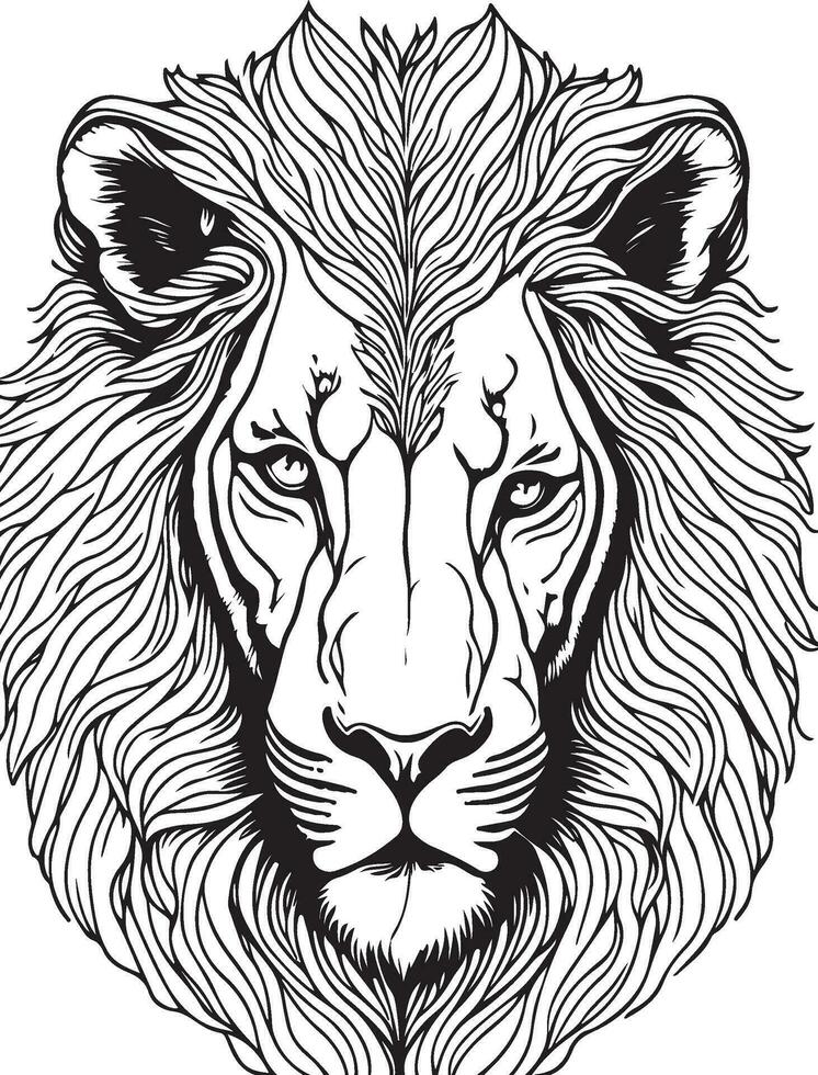 Lion Mandala Coloring Page for Adults vector