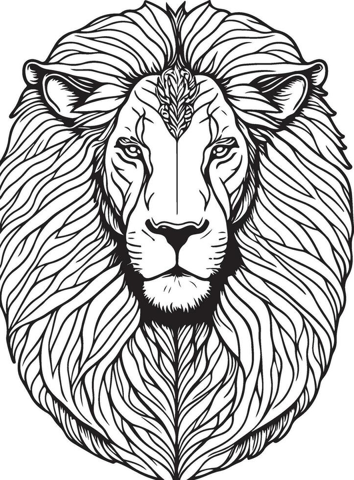 Lion Mandala Coloring Page for Adults vector