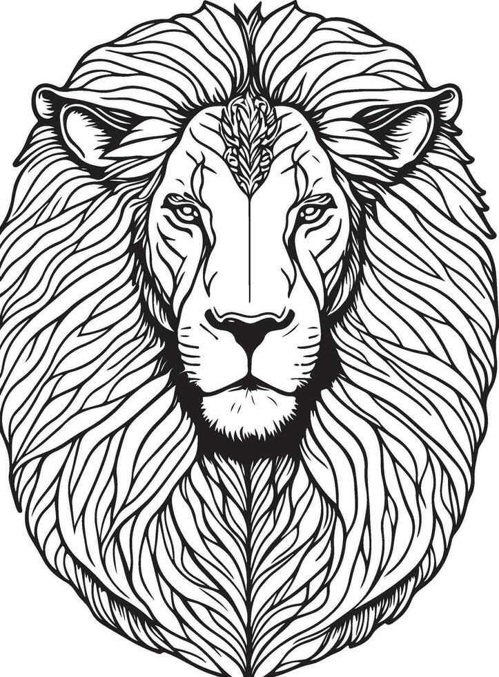 Lion Mandala Coloring Page for Adults vector