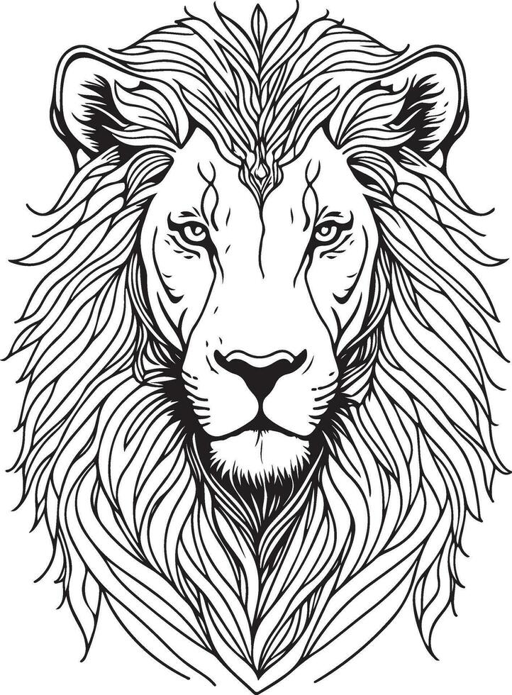 Lion Mandala Coloring Page for Adults vector