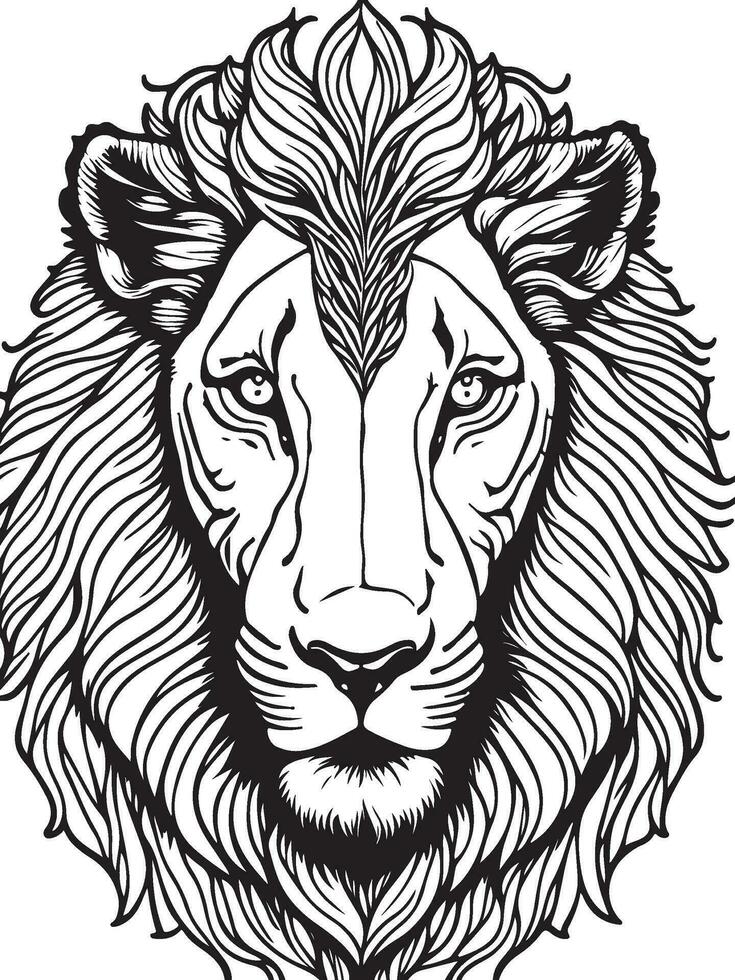 Lion Mandala Coloring Page for Adults vector