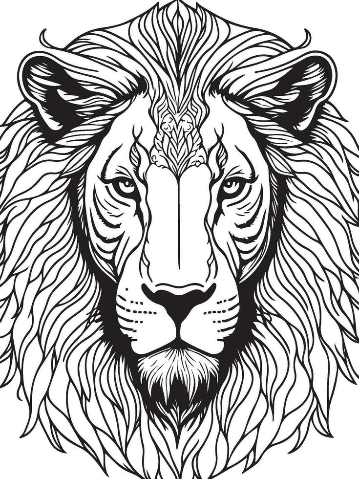 Lion Mandala Coloring Page for Adults vector