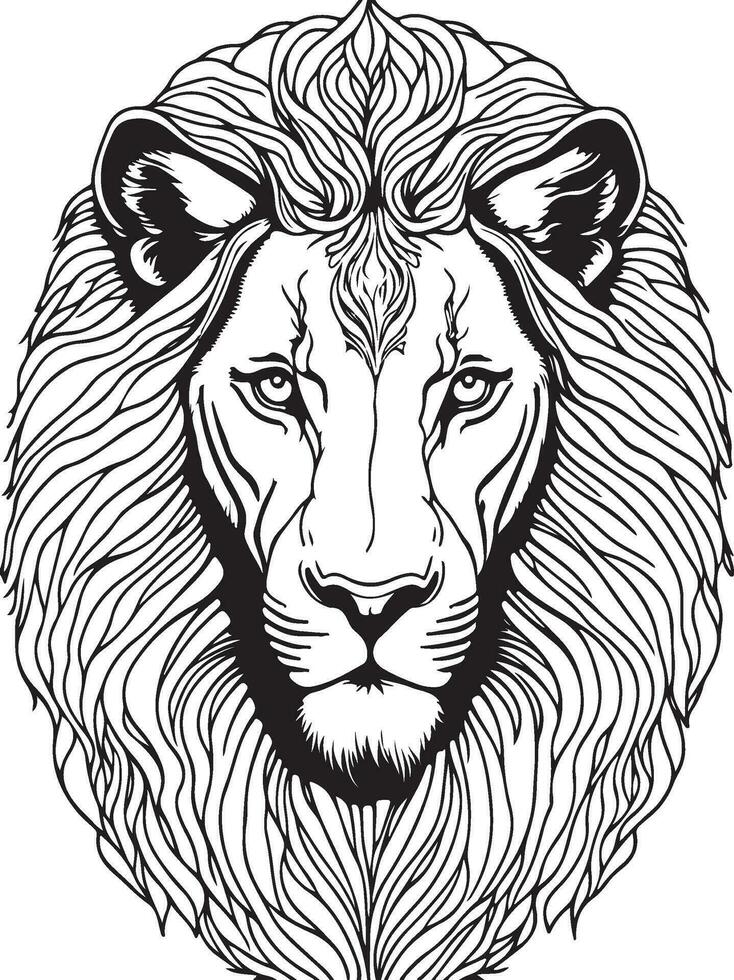 Lion Mandala Coloring Page for Adults vector