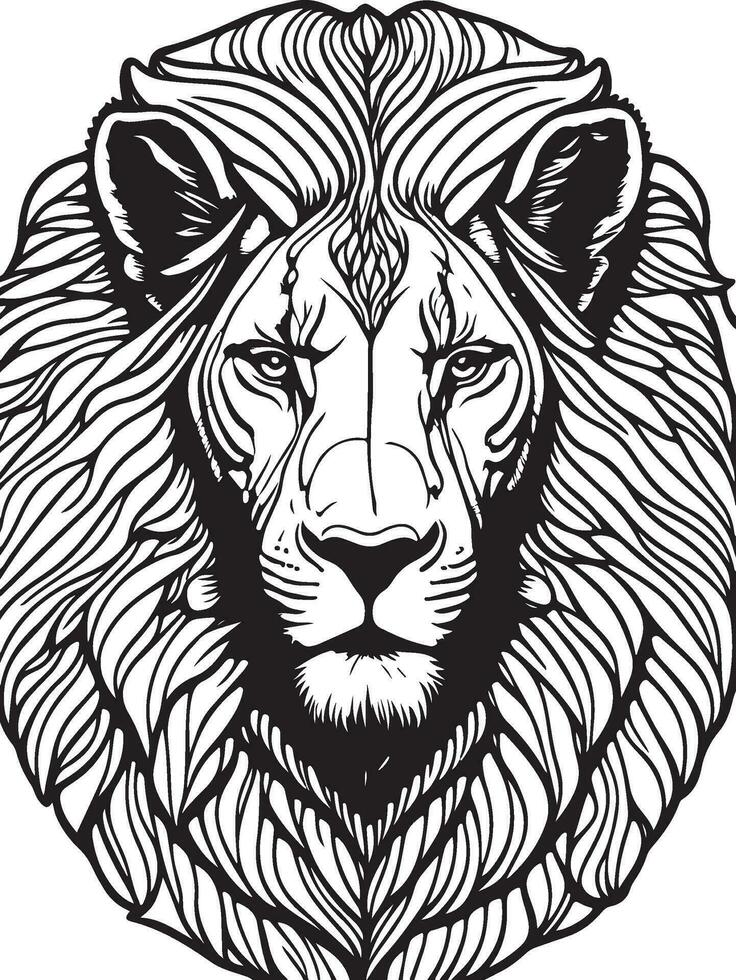 Lion Mandala Coloring Page for Adults vector