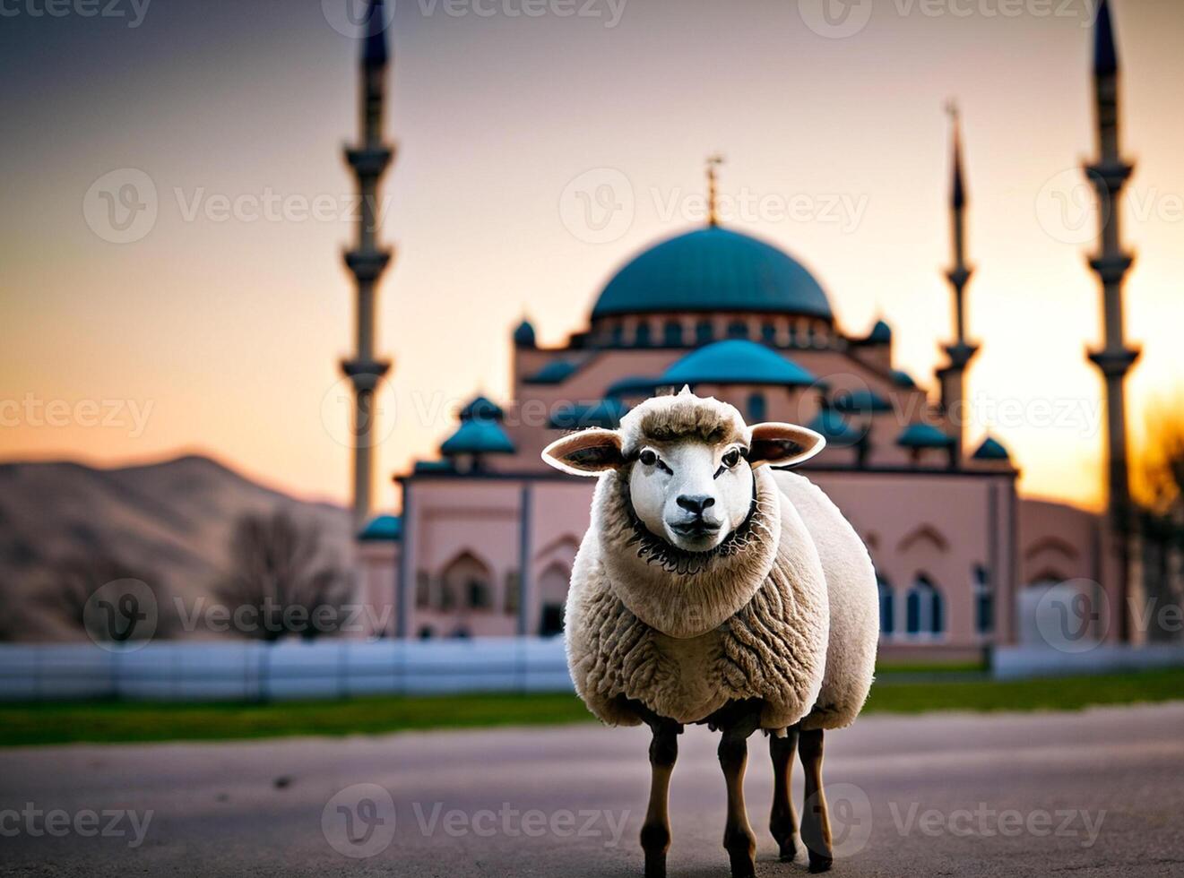 Woolly sheep on a farm ai generated photo