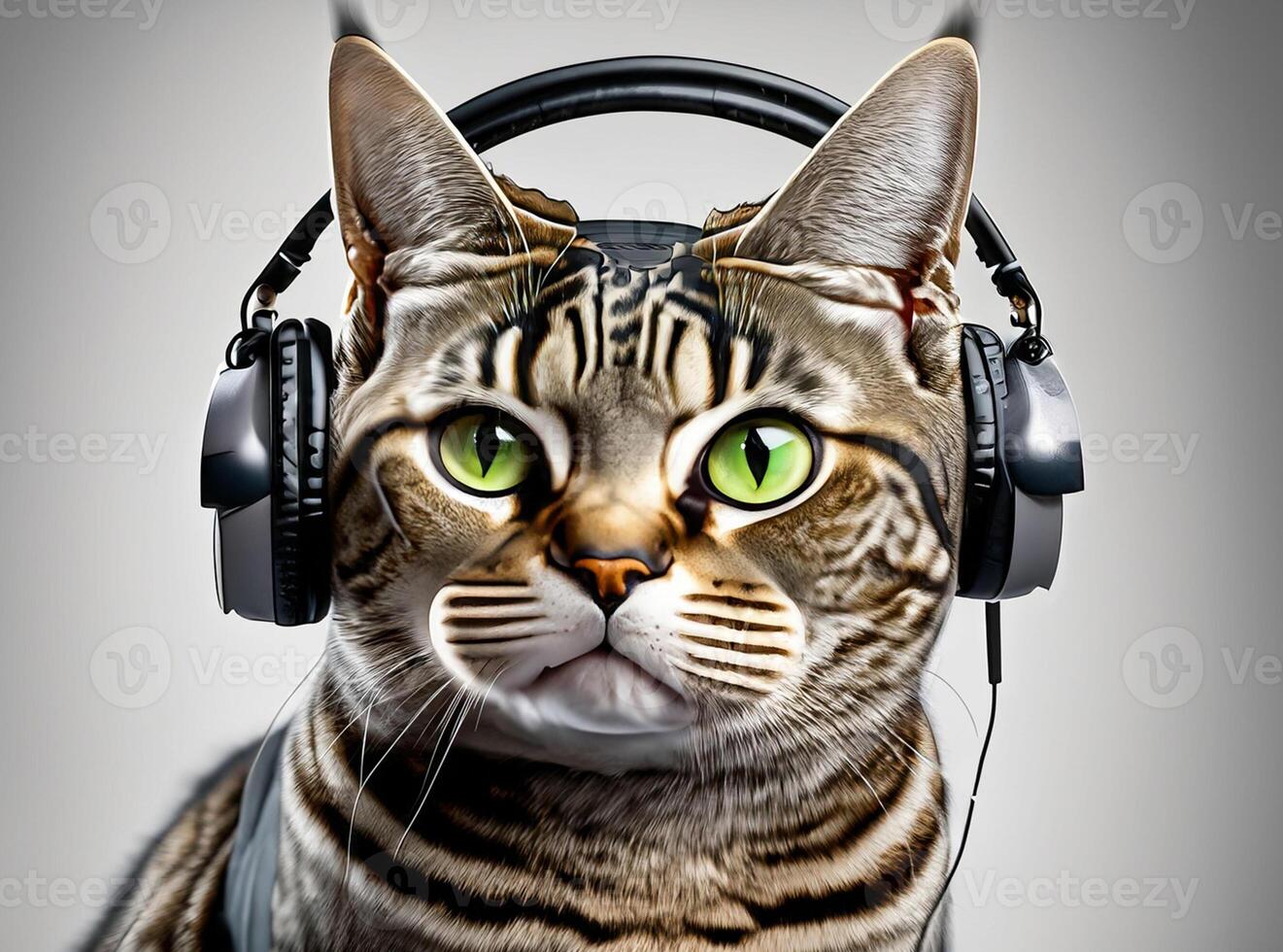 Cat wearing headphones ai generated 26137179 Stock Photo at Vecteezy