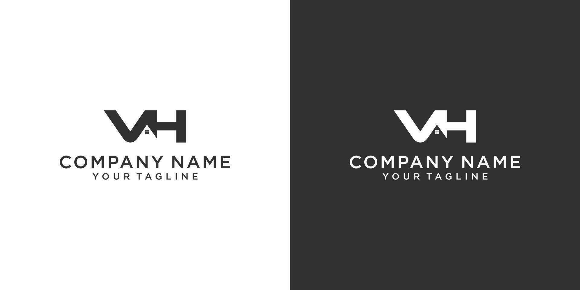 VH or HV letter logo design with home vector design