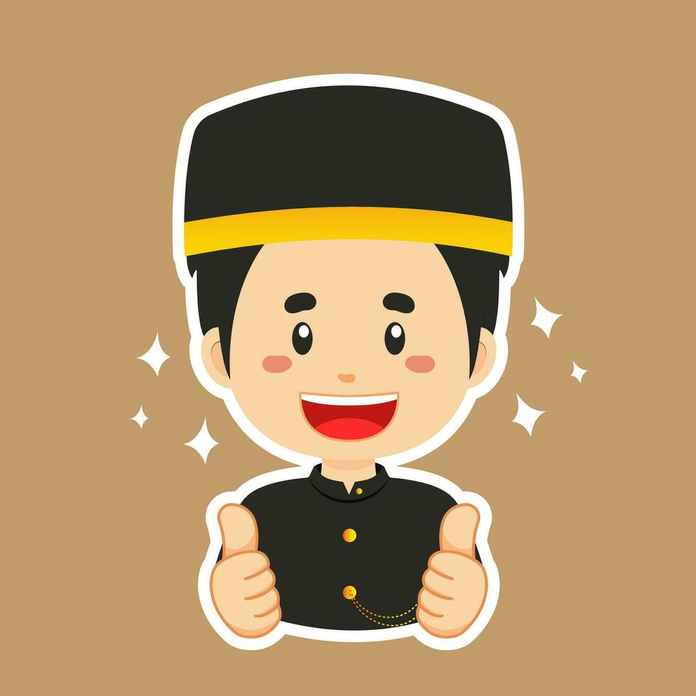 Happy West Sulawesi Character Sticker vector