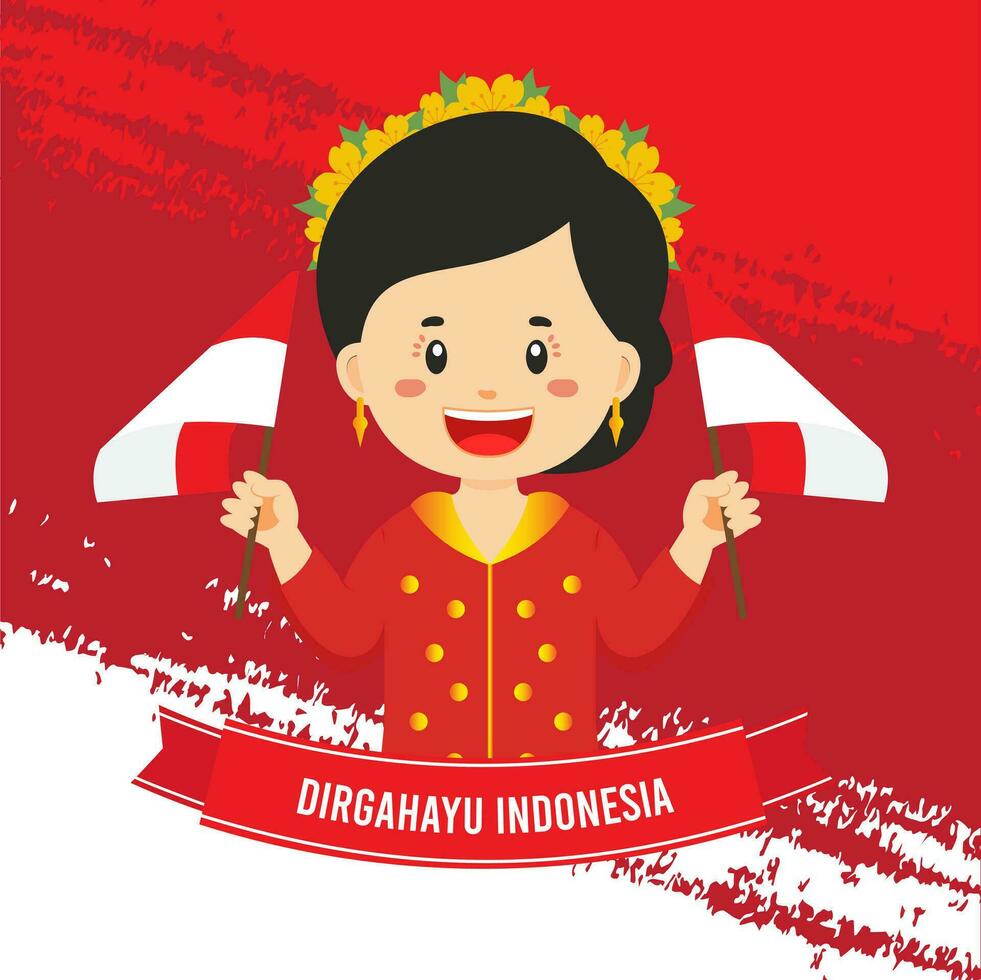Indonesia Independence Day With Character vector