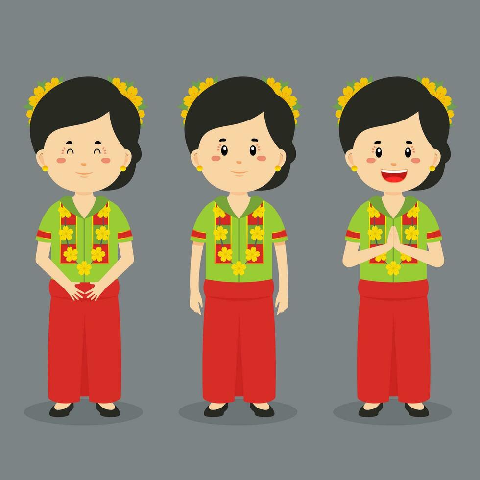 West Sulawesi Character with Various Expression vector
