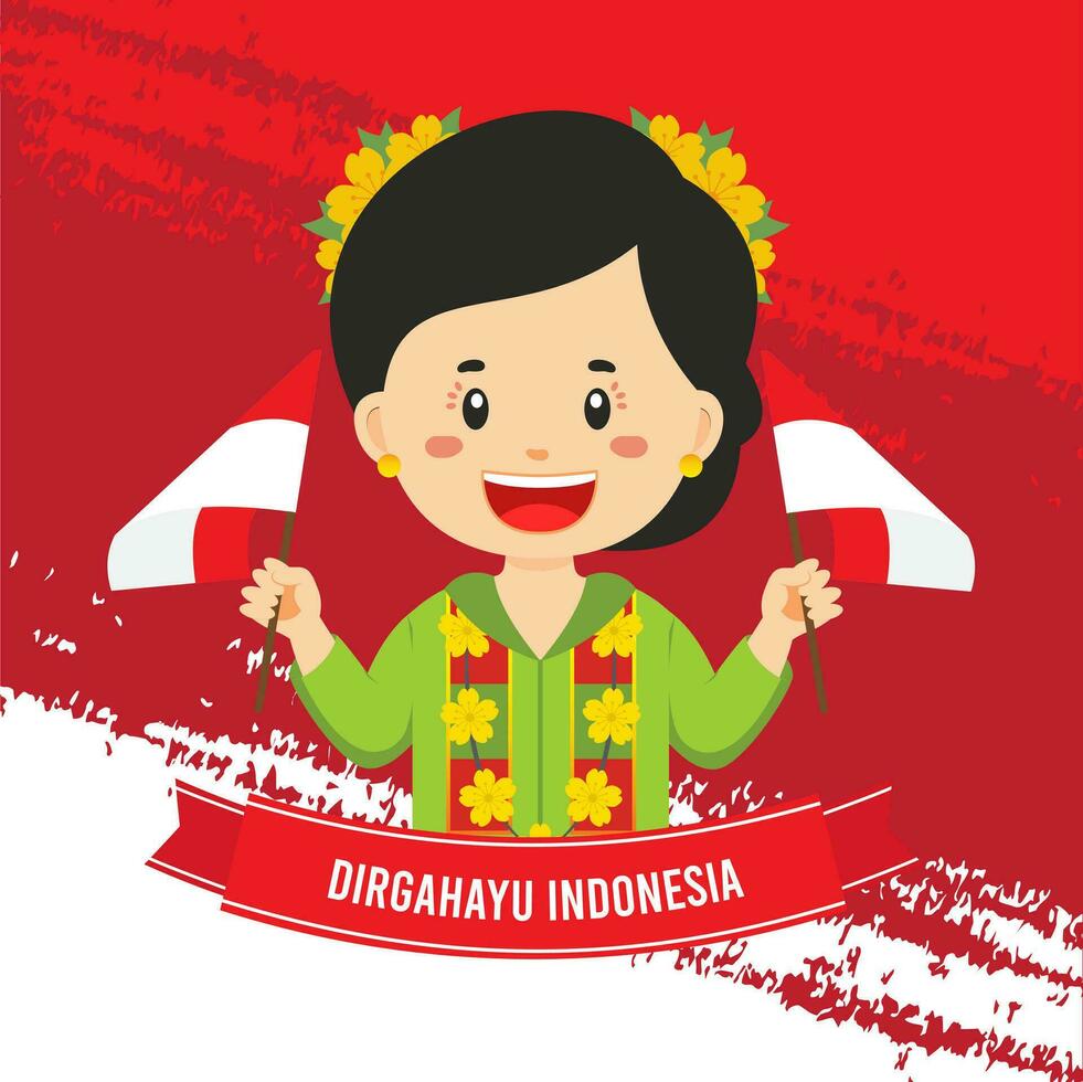 día de la independencia de indonesia con carácter vector