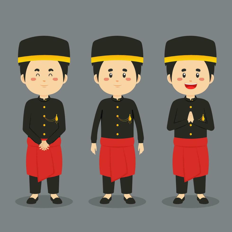 West Sulawesi Character with Various Expression vector