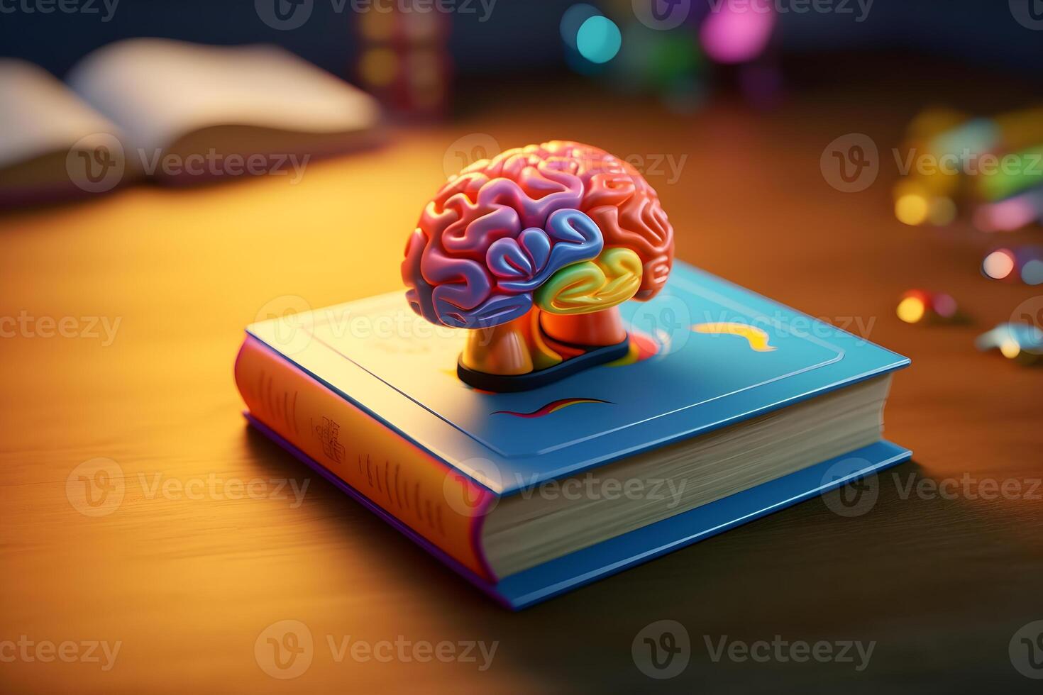 Knowledge and Creativity Unite Colorful Brain Art, photo