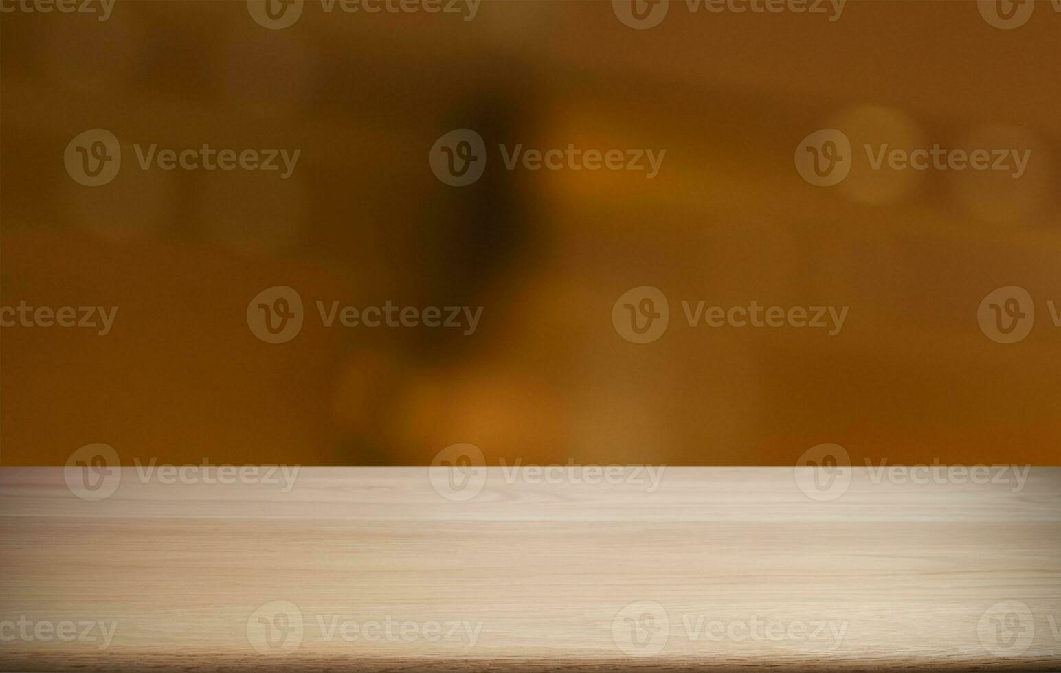 Empty wood table top and blur of out door garden background Empty wooden table space for text marketing promotion. blank wood table copy space for background photo