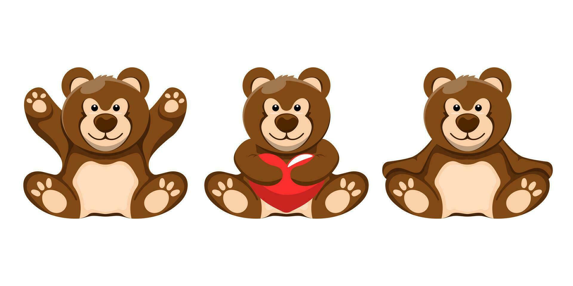 Cartoon cute teddy bear for kids on isolated background, Vector illustration.