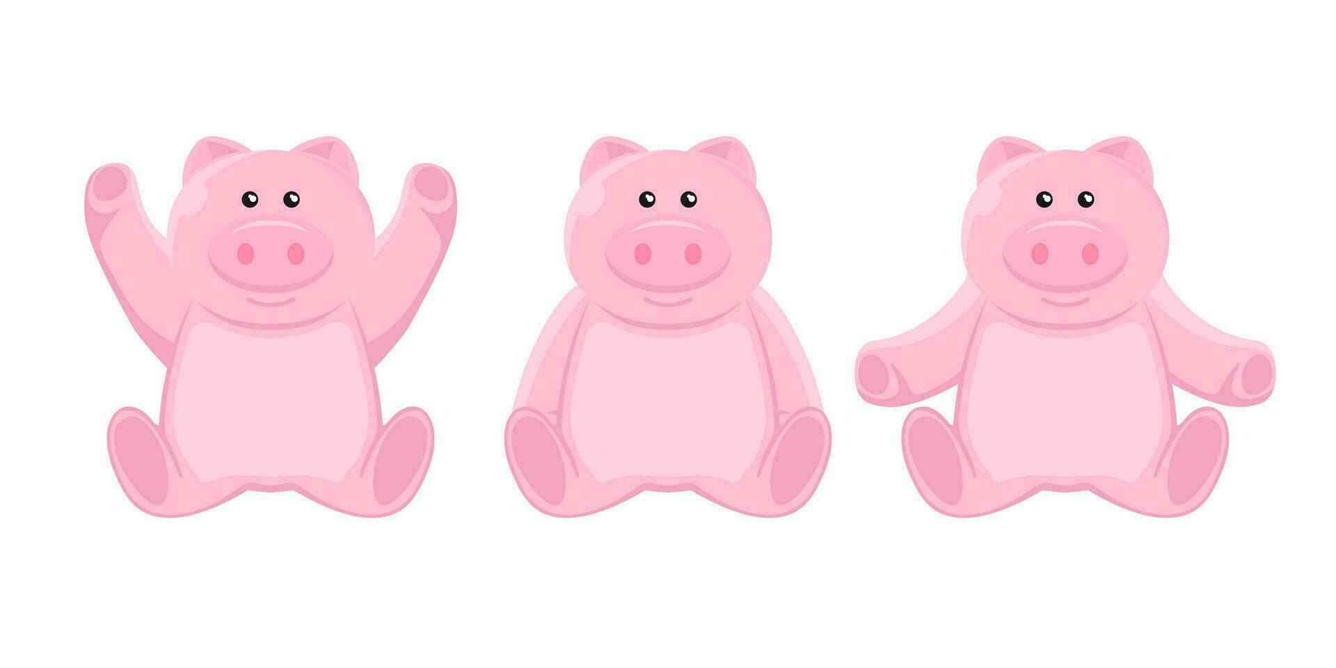 Cartoon doll pig for kids on isolated background, Vector illustration.