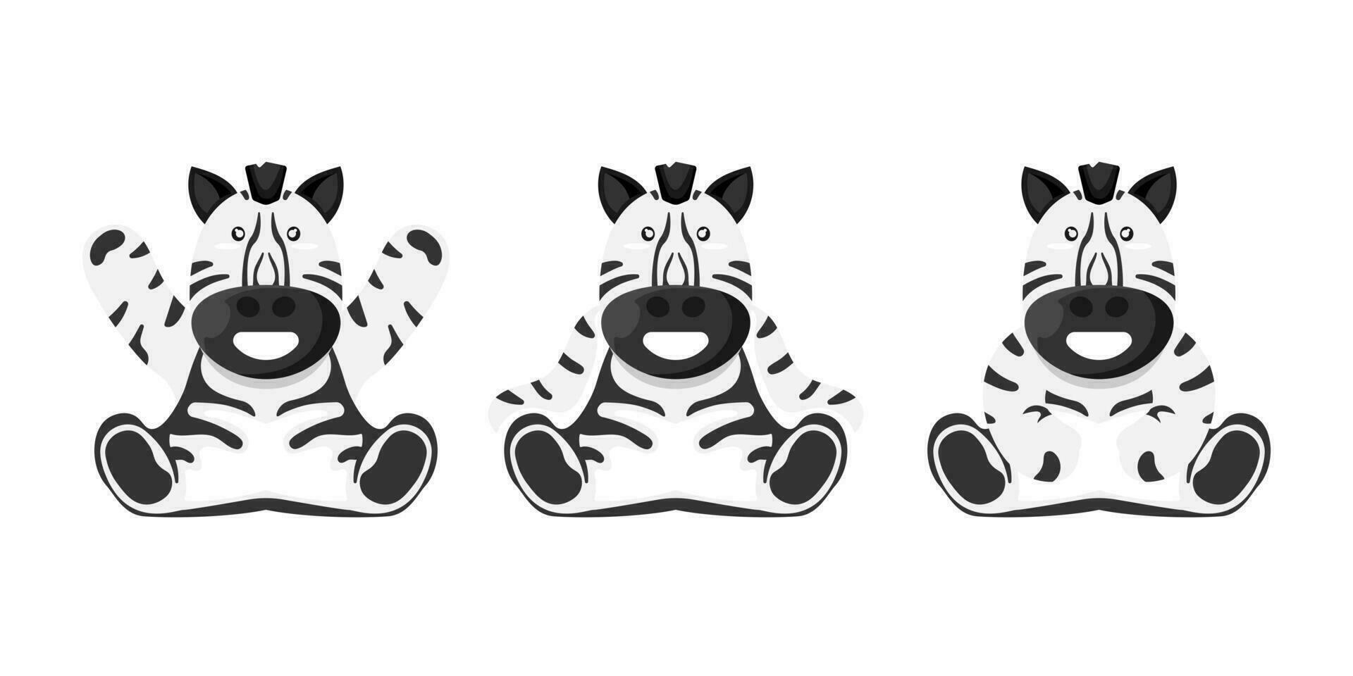 Cartoon doll zebra for kids on isolated background, Vector illustration.