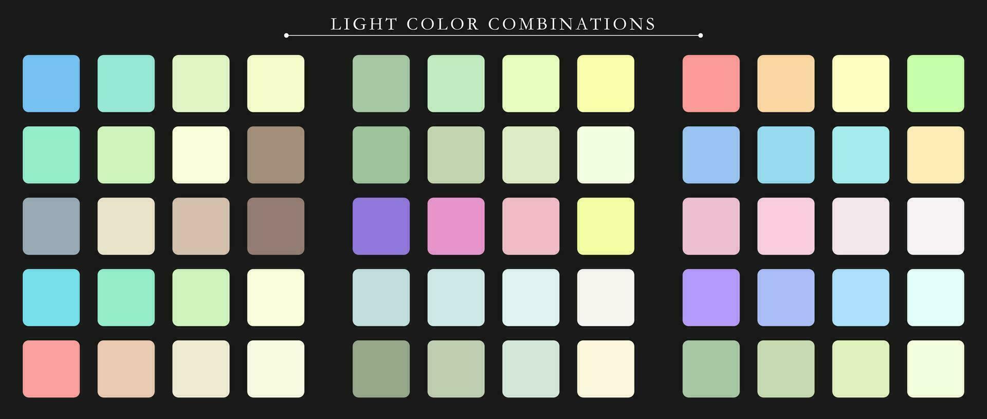 Light palette. Trend color pallete guide template. An example of a color palette. Forecast of the future color trend. Match color combinations. Vector graphics. Eps 10.