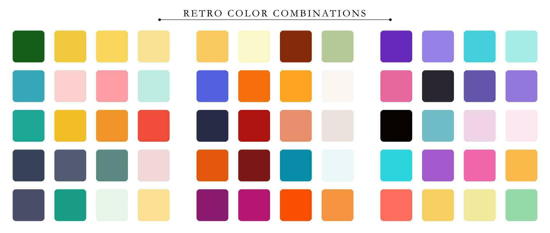 Retro palette. Trend color pallete guide template. An example of a color palette. Forecast of the future color trend. Match color combinations. Vector graphics. Eps 10.