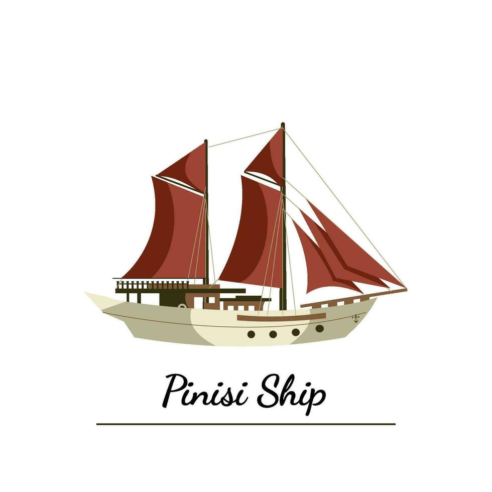 Pinisi ship from Indonesia vector