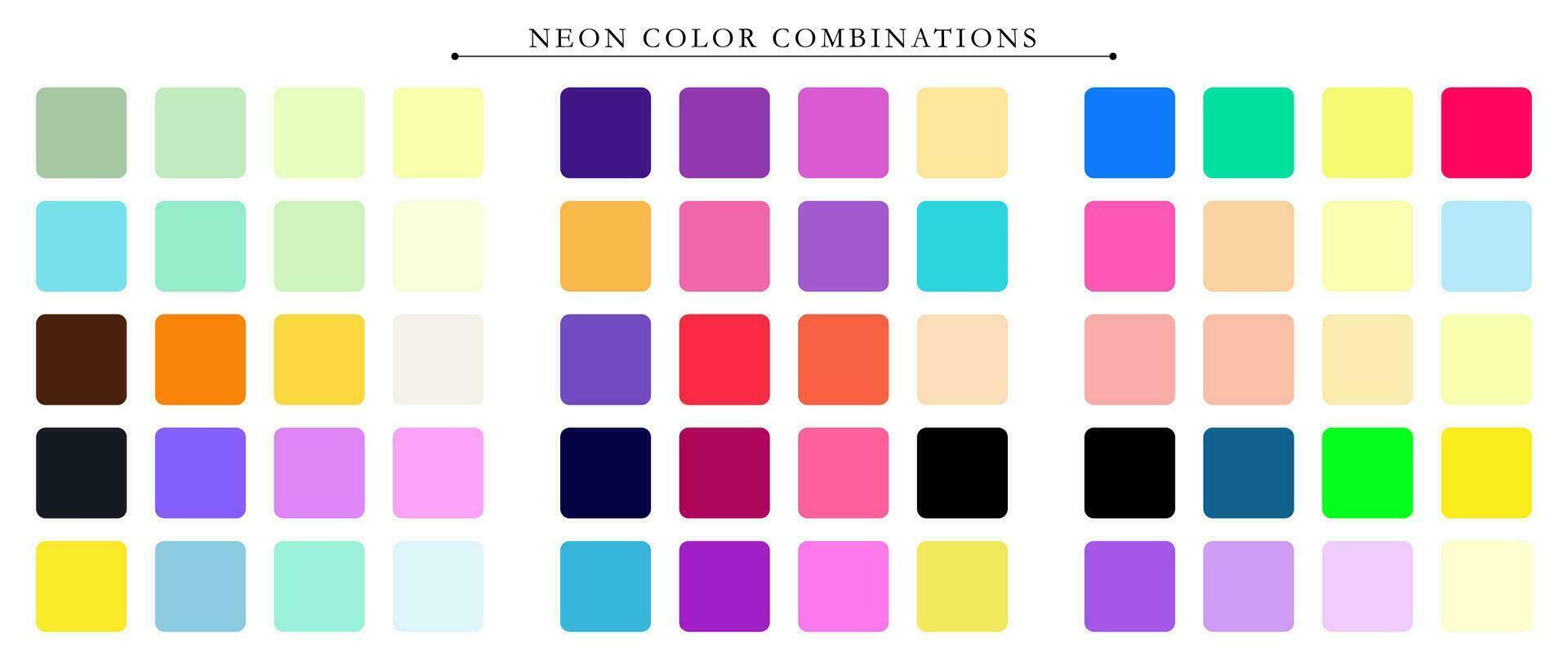 Neon palette. Trend color pallete guide template. An example of a color palette. Forecast of the future color trend. Match color combinations. Vector graphics. Eps 10.