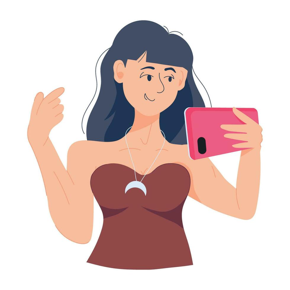 Trendy Taking Selfie vector