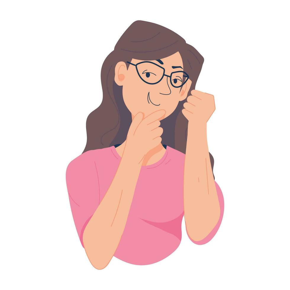 Trendy Girl Thinking vector