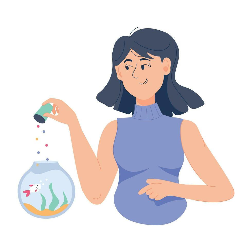 Trendy Fish Feeding vector